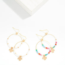 Load image into Gallery viewer, Beaded Gold Cross Hoops