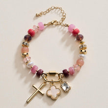Load image into Gallery viewer, Pink &amp; Gold Faith Charm Bracelet