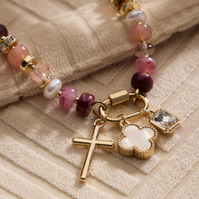 Load image into Gallery viewer, Pink &amp; Gold Faith Charm Bracelet