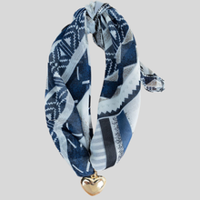 Load image into Gallery viewer, Scarf Necklace with Gold Heart