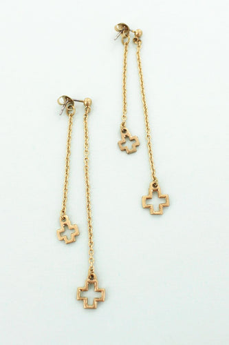 Gold Cross Dangle Earrings