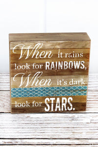 Rainbows wood sign