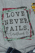 Load image into Gallery viewer, Comfy Love Never Fails Tee