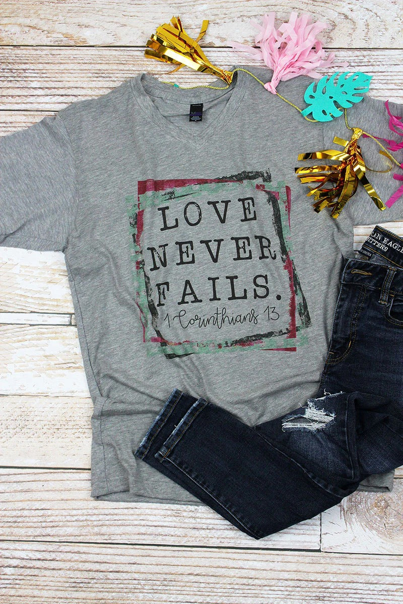 Comfy Love Never Fails Tee – All Joy Gift Co.