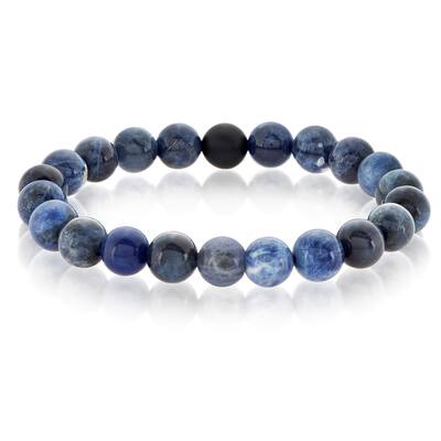 Men's Onyx & Blue Stone Bracelet