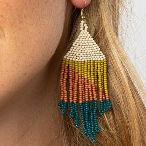 Color Block Beaded Earrings