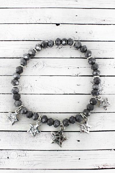 Star Charm Faceted Beaded Bracelet