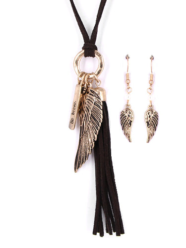 Angel Wings Necklace & Earring Set