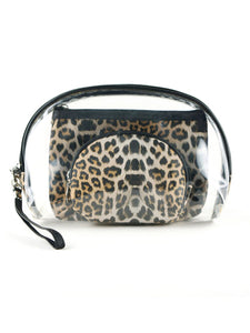 Tan Lux Leopard Cosmetic Bag