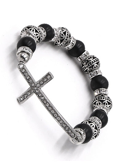 Rhinestone Accent Cross Bracelet