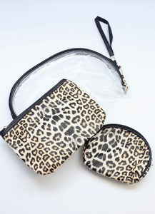 Tan Lux Leopard Cosmetic Bag